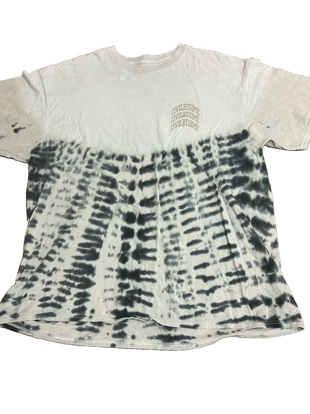 CIVIL REGIME Repeated Logo Tie Dye Back Print Graphic Tee Cream Size M